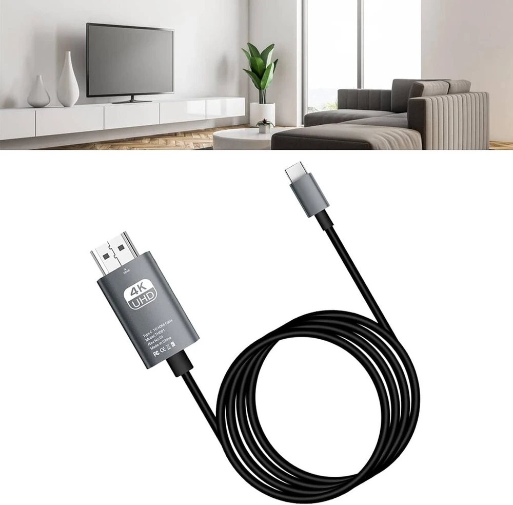 Annadue usb c į hdmi kabelis 4k 1.8m, type c į hdmi kabelis, suderinamas su thunderbolt 3, skirtas mate 20, galaxy s9/s8, book 2/go, p30 ir kt. (juodas)