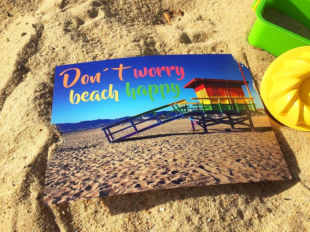 Annesvea Beach! Spausdintas plakatas A4 Don't Worry - Beach Happy! Autobusas Kemperis Karavanas Karavanas Womo Kelionės Paplūdimys Banglentininkas Dovana Paplūdimio Baro Dekoracija Atostogų Namai