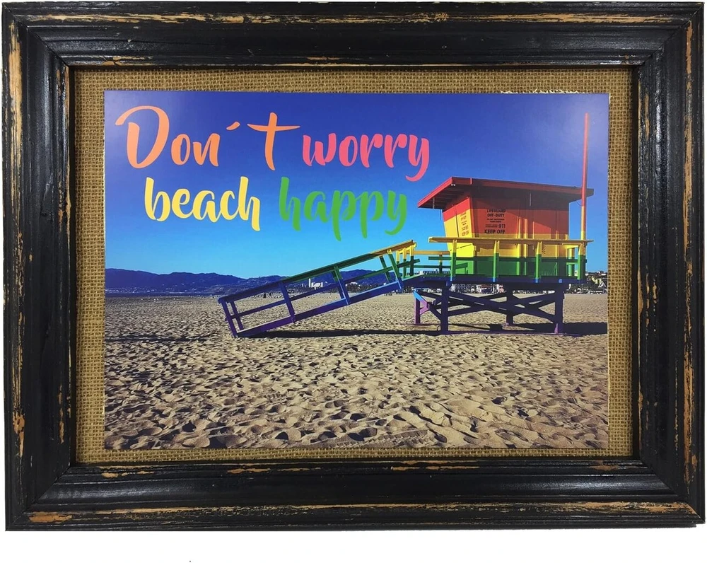 Annesvea Beach! Spausdintas plakatas A4 Don't Worry - Beach Happy! Autobusas Kemperis Karavanas Karavanas Womo Kelionės Paplūdimys Banglentininkas Dovana Paplūdimio Baro Dekoracija Atostogų Namai