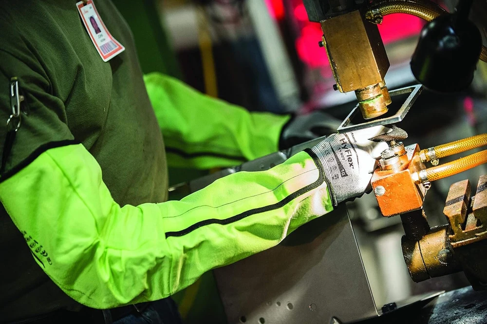 Ansell Hyflex 11-200 Apsauginiai rankogaliai nuo įpjovimų, mechaninė apsauga, apsauga nuo įpjovimų, Aap moterims ir vyrams, skalbiami, geltoni (12 vnt.)