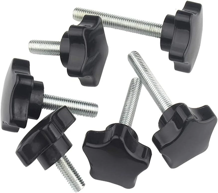 Ansiedio M6 žvaigždinis varžtas su žvaigždės formos rankena, varžtai su rankenėle staklėms, M6 x 12 mm, 5 vnt.