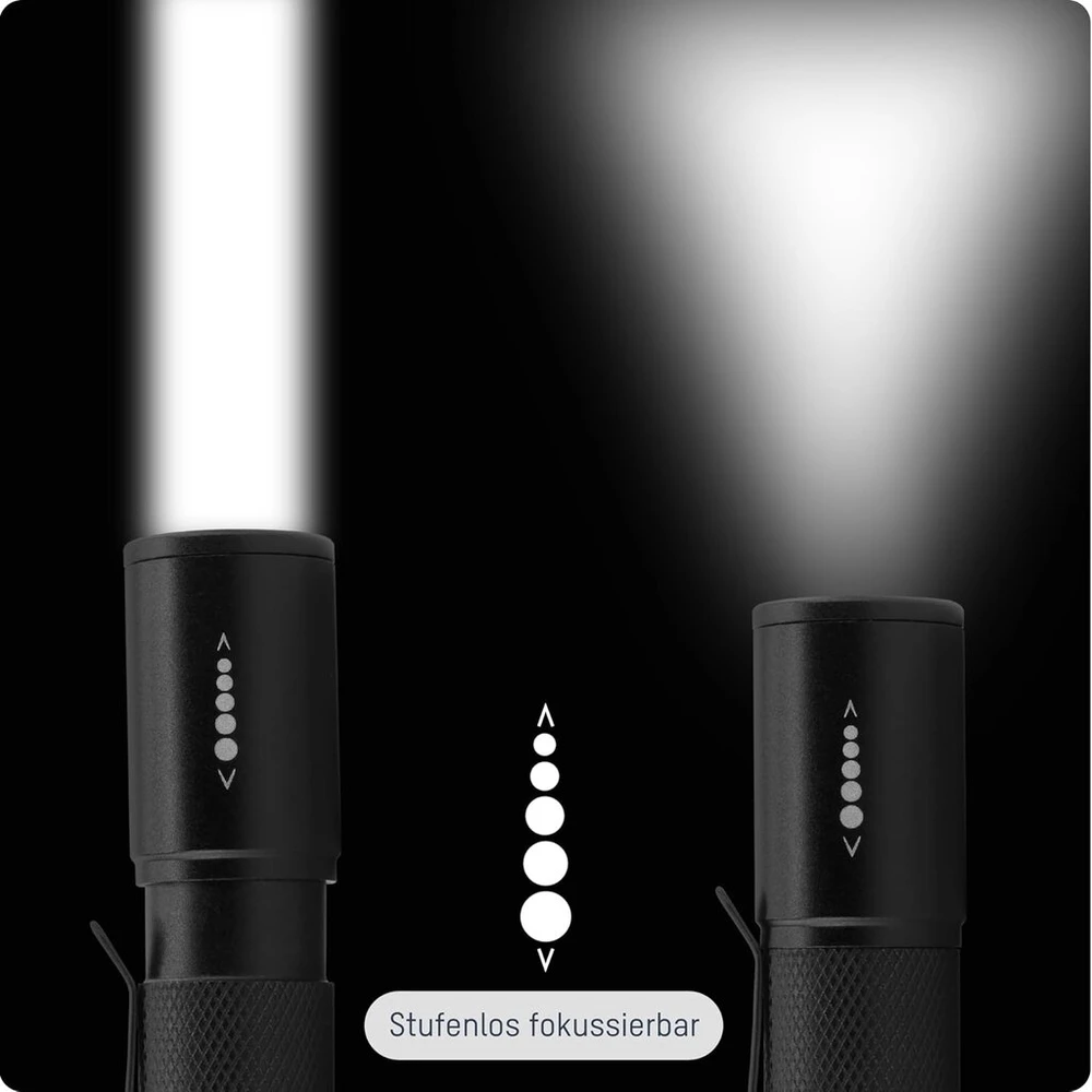 Ansmann T50f led aliumininis žibintuvėlis su nuolat reguliuojamu fokusavimu, įskaitant 1x aa bateriją (2 vnt.)
