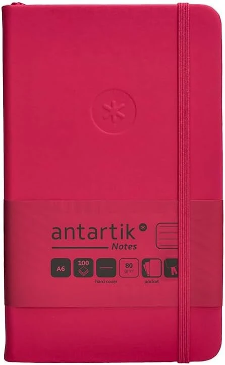 Antartik A6 bloknotas su gumyte, bordo dryžiais, 100 lapų, 80g