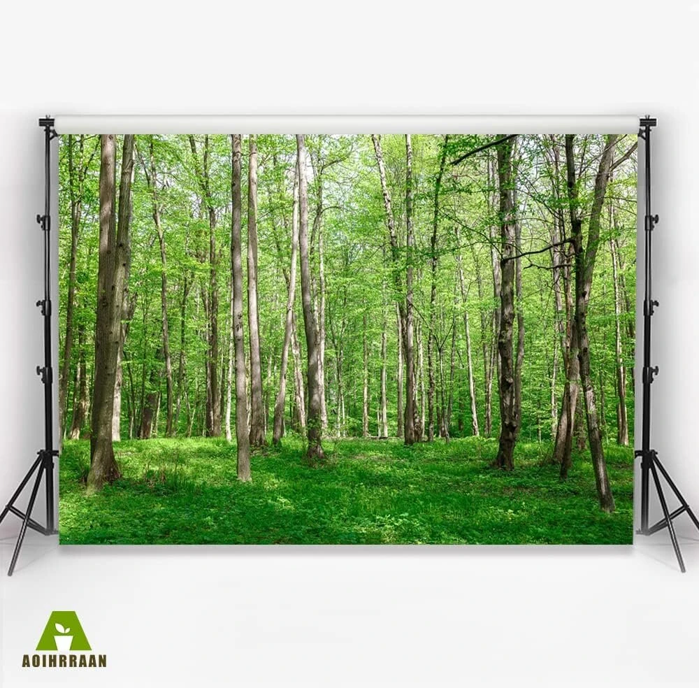 Aoihrraan 3 x 2,5 m miško kraštovaizdžio fonas žalias miškas pievos gamtos kraštovaizdžio fotografijos fonas vasaros atostogų kelionių stovyklavimo atostogų vakarėlio vestuvių portreto tapetų nuotraukų studijos rekvizitai