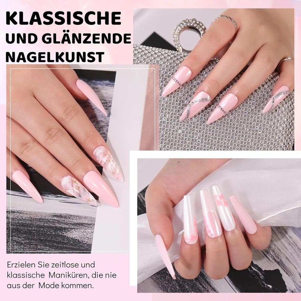 Aokitec dipping powder nagų rinkinys - rožinė ir balta dip pudra su 2-in-1 dip pagrindu ir viršutiniu aktyvatoriumi, nagų dizaino priedai "pasidaryk pats" nagų dailei, lengva nešiotis ir naudoti, šventinė nagų rinkinių serija