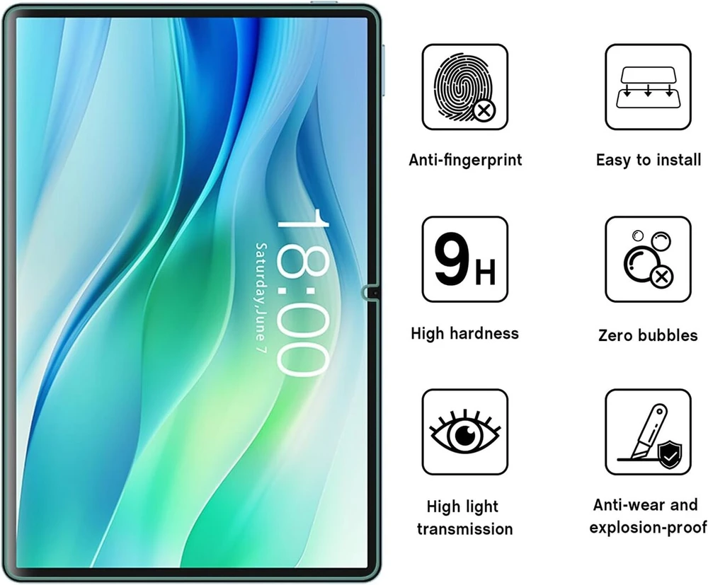Aokuma ekrano apsauga, skirta teclast p50 / p50s tab 11 colių grūdintam stiklui, 2 vnt., stiklas suderinamas su teclast p50 tab 11 ekrano apsauga, aukščiausios kokybės stiklo plėvelė su 9h kietumu, atspari įbrėžimams