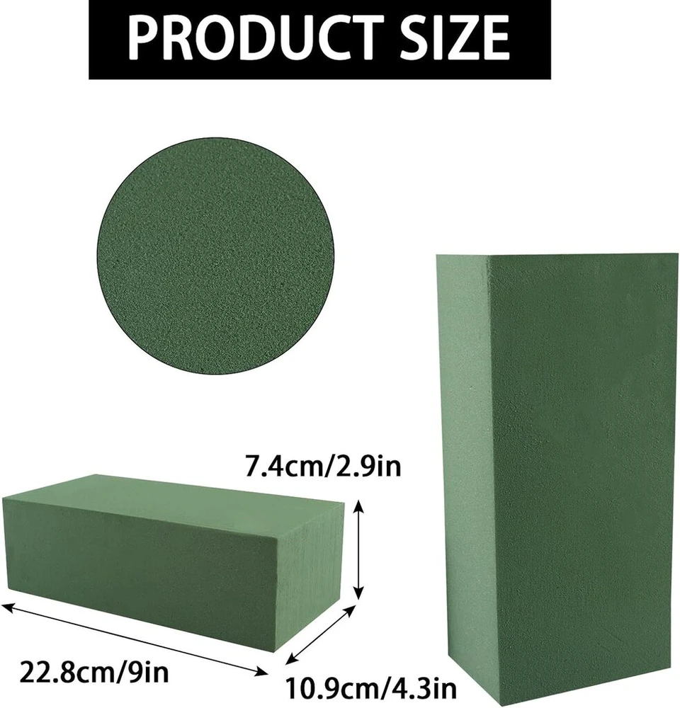 Apacali gėlių kempinės, 12 vnt., 22,8 x 10,9 x 7,4 cm, skirtos šviežioms gėlėms, žalios gėlių putos amatams vestuvėms ir gimtadieniams