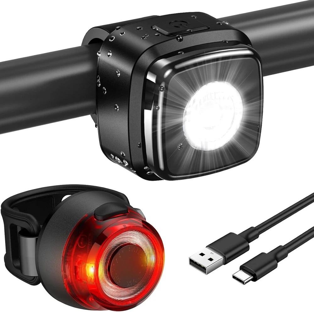 Apkezel led dviračio žibintų komplektas, stvzo patvirtintas dviračio priekinis ir galinis žibintas, 600 mah dviračio žibintas įkraunamas per usb, ipx5 atsparūs vandeniui led žibintų rinkinys
