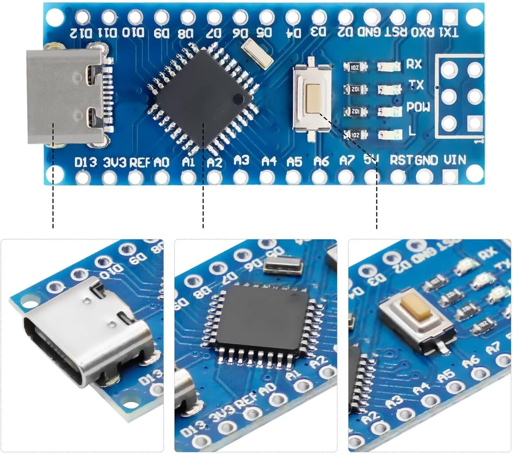 Apklvsr kūrimo plokštės modulis su ch340, skirtas arduino nano (usb c prievadas), 5 vnt.