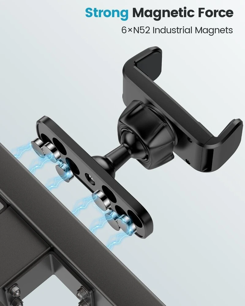 Apps2car magnetinis telefono laikiklis sporto salei, 360° reguliuojamas Mag-safe laikiklis, magnetinis telefono laikiklis golfui, suderinamas su 4,7–6,5 colių išmaniaisiais telefonais, lydinio pagrindas ir jungtis, juodas