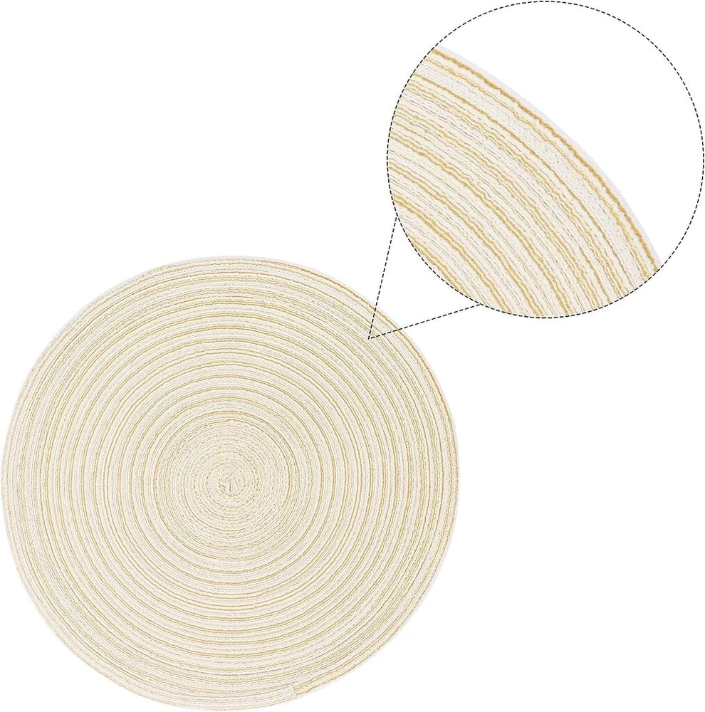 Apskriti austi padėkliukai su 8 medvilniniais 38 cm padėkliukais ir 11 cm padėkliukais, karščiui atsparūs plaunami padėkliukai virtuvės valgomojo stalui (beige)