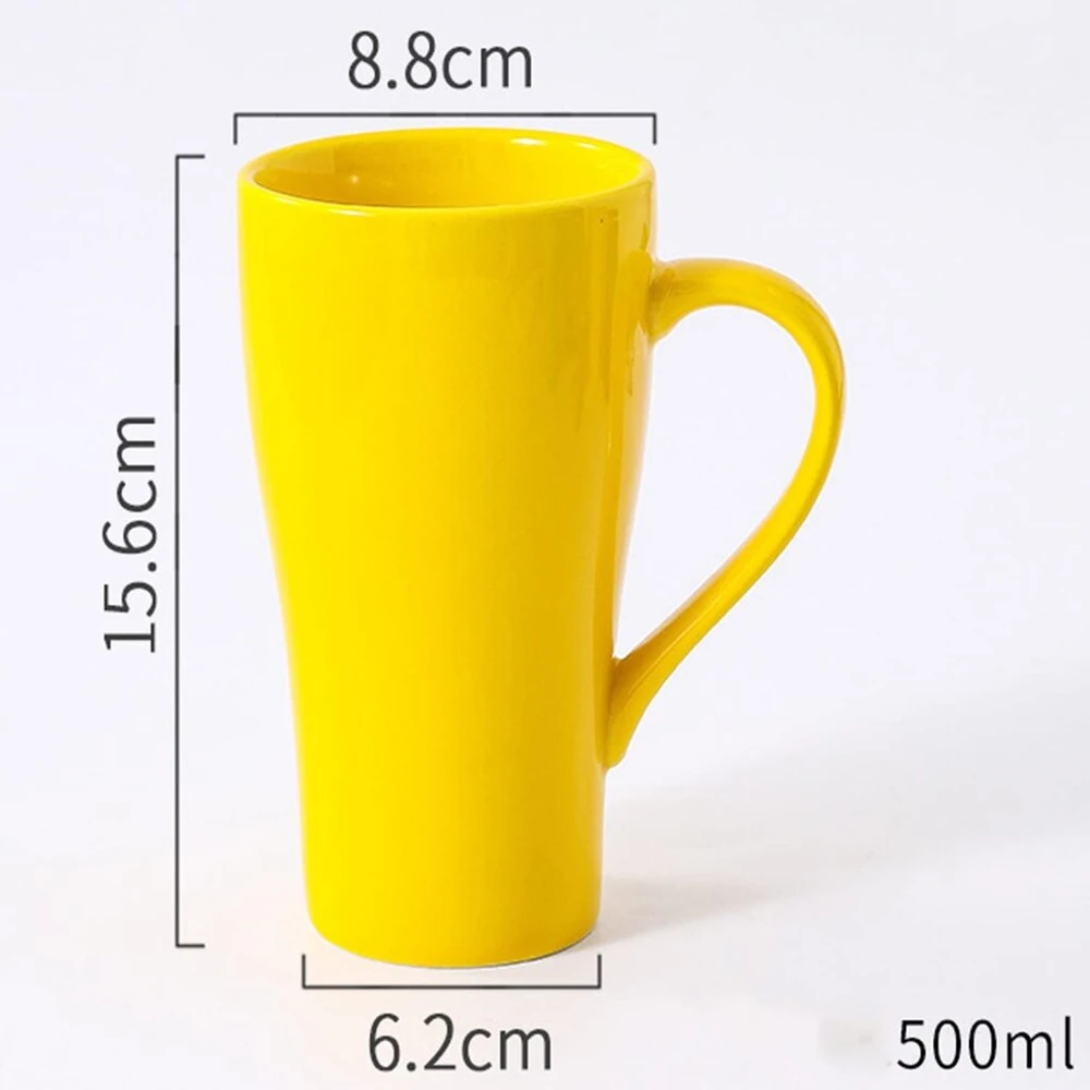 Arawat didelis puodelis 500 ml arbatos puodelis su sieteliu xxl kavos puodelis keramikinis arbatos puodelis originalus su šaukšteliu ir padėkliuku 500 ml kavos puodelis miela gimtadienio dovana arbatos kavos puodelis dovana (geltonas)