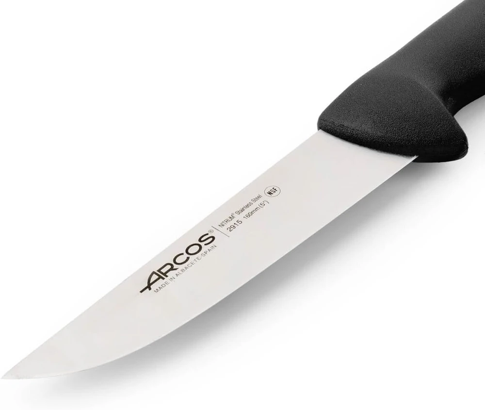Arcos Series 2900 mėsininko peilis, skirtas kepsniams - nitrum nerūdijančio plieno ašmenys 160 mm (6,30 colio) - polipropileno rankena, juoda spalva
