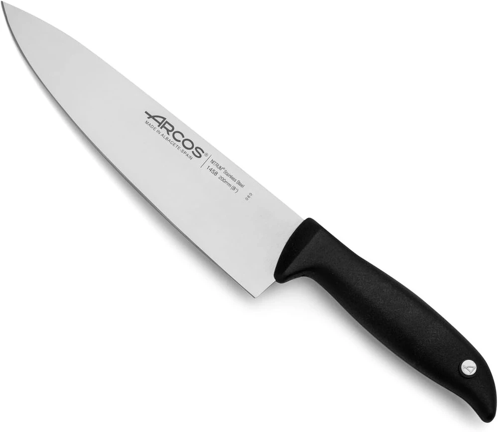 Arcos Series Menorca - šefo peilis - nitrum nerūdijančio plieno ašmenys 200 mm (7.87 colio) - polipropileno rankena, juoda spalva