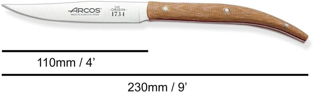 Arcos stalo peilis - kepsnių peilis - nitrum nerūdijančio plieno ašmenys 110 mm - abs micarta rankena, ruda spalva