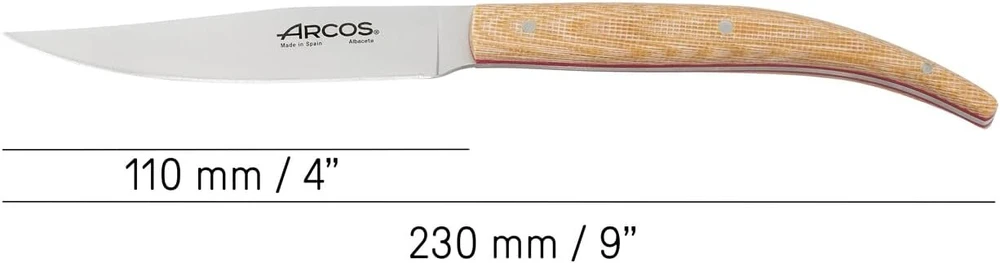 Arcos stalo peilis - kepsnių peilis - nitrum nerūdijančio plieno ašmenys 110 mm - abs micarta rankena, ruda spalva