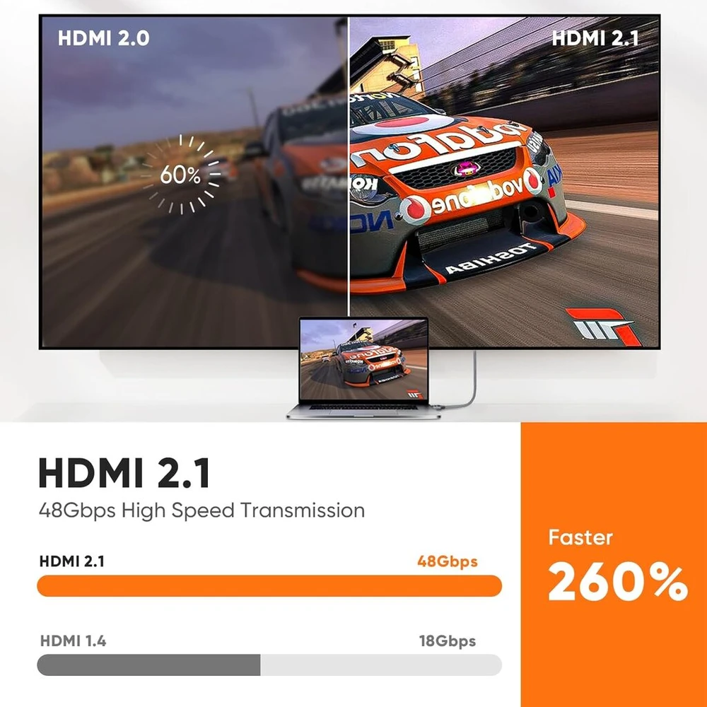 Ariskeen 8k hdmi 2.1 kabelis 0.5 m, sertifikuotas 48 gbps didelės spartos nailono pintas hdmi kabelis, palaiko 8k @ 60 hz, 4k @ 120 hz, suderinamas su ps5/4 tv monitoriumi, blu-ray garso juosta, dvd, nešiojamuoju kompiuteriu