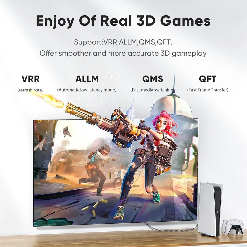 Ariskeen 8k hdmi 2.1 kabelis 0.5 m, sertifikuotas 48 gbps didelės spartos nailono pintas hdmi kabelis, palaiko 8k @ 60 hz, 4k @ 120 hz, suderinamas su ps5/4 tv monitoriumi, blu-ray garso juosta, dvd, nešiojamuoju kompiuteriu