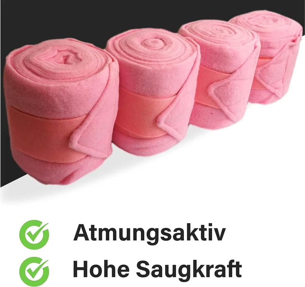 Arklių bintai iš fliso su velcro užsegimu, flisiniai arklio bintai rinkinyje iš 4 su praktišku laikymo krepšiu (šetlando ponis (shetty), rožiniai)