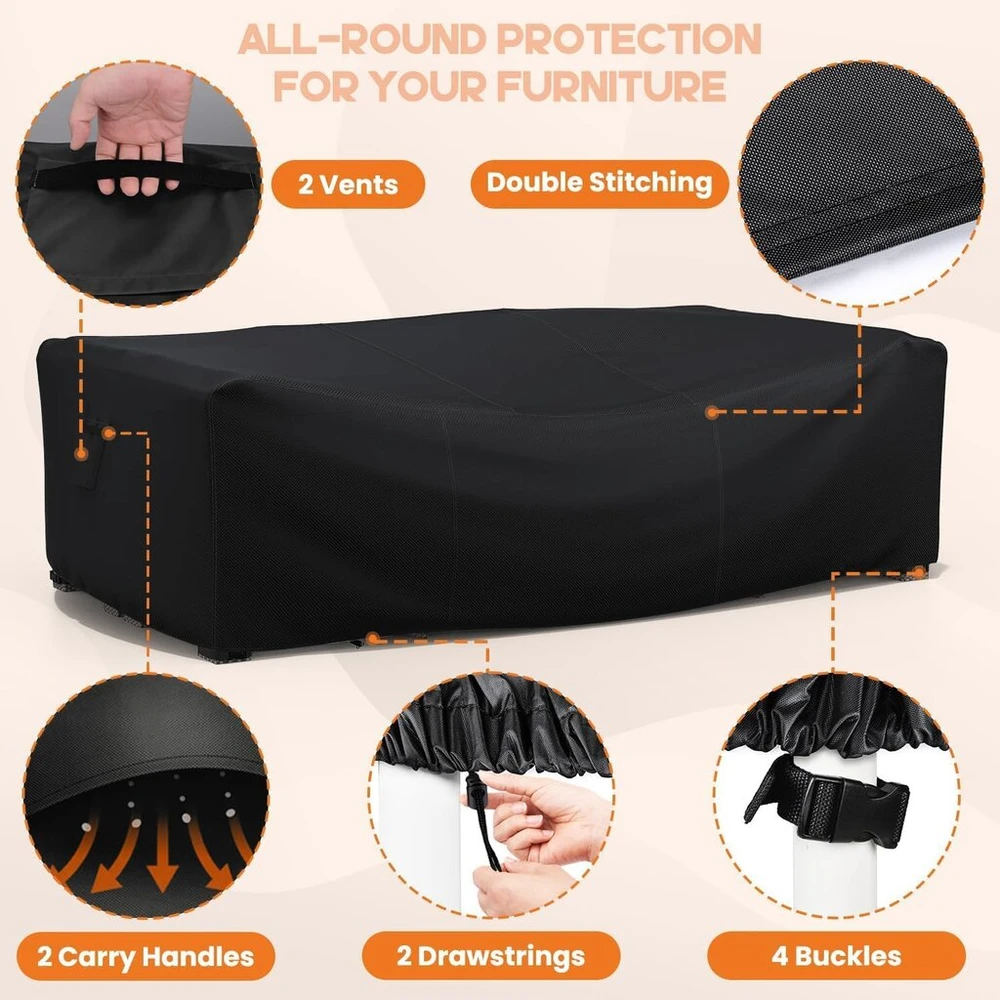 Armorget sodo baldų uždangalas 170 x 94 x 71 cm, 600d itin tvirtas, žieminis baldų uždangalas, atsparus vandeniui, atsparus plyšimui, anti-uv, brezentinis sodo baldų uždangalas su oro išleidimo angomis, sagtimis, raišteliu