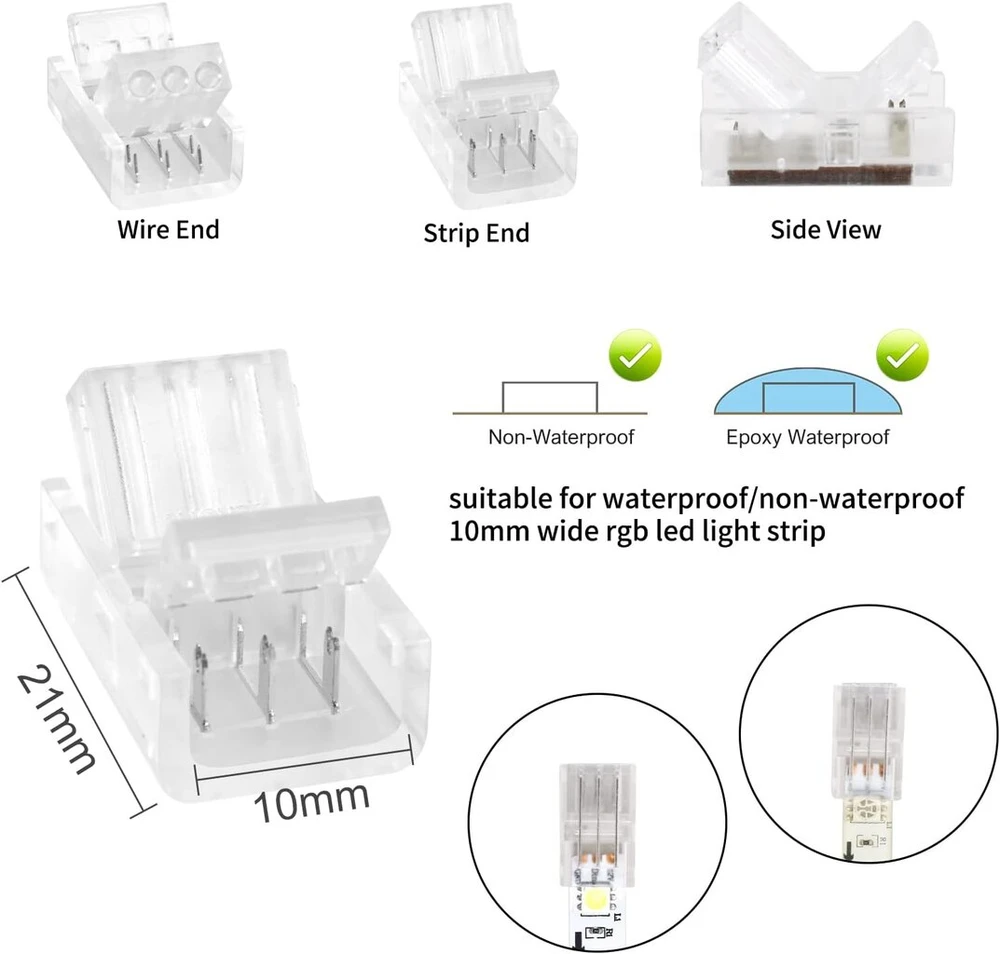 Aroidful 10 dalių led jungtis 3 kontaktų 10 mm led juostos greita jungtis prailginimo laidams ir juostoms sujungti su atsuktuvu