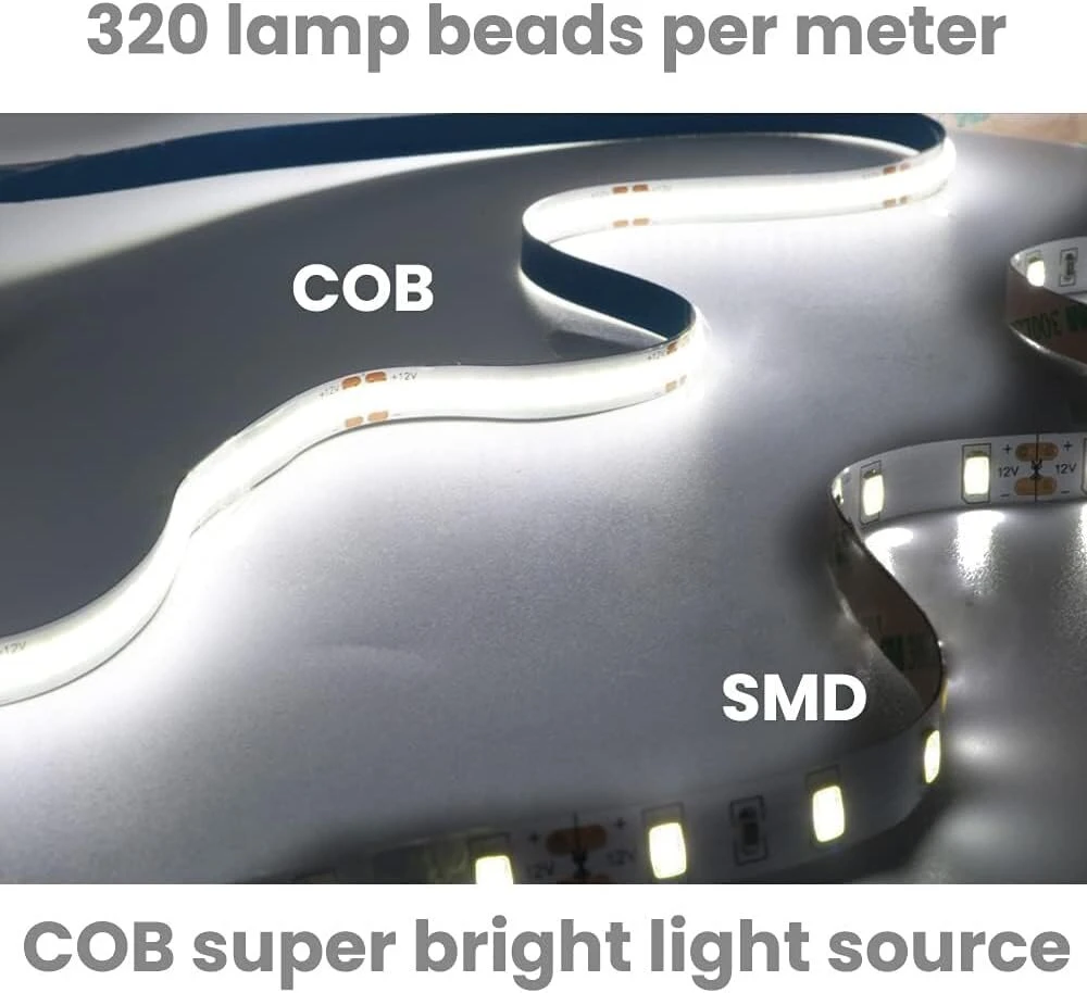 Arotelicht cob led juosta 10 m 24 v šaltai balta 6000 k cob led juosta pritemdoma didelio tankio šviesa 320 led/m ip20 miegamajam virtuvei namų interjero dekoravimui maitinimo šaltinis neįtrauktas
