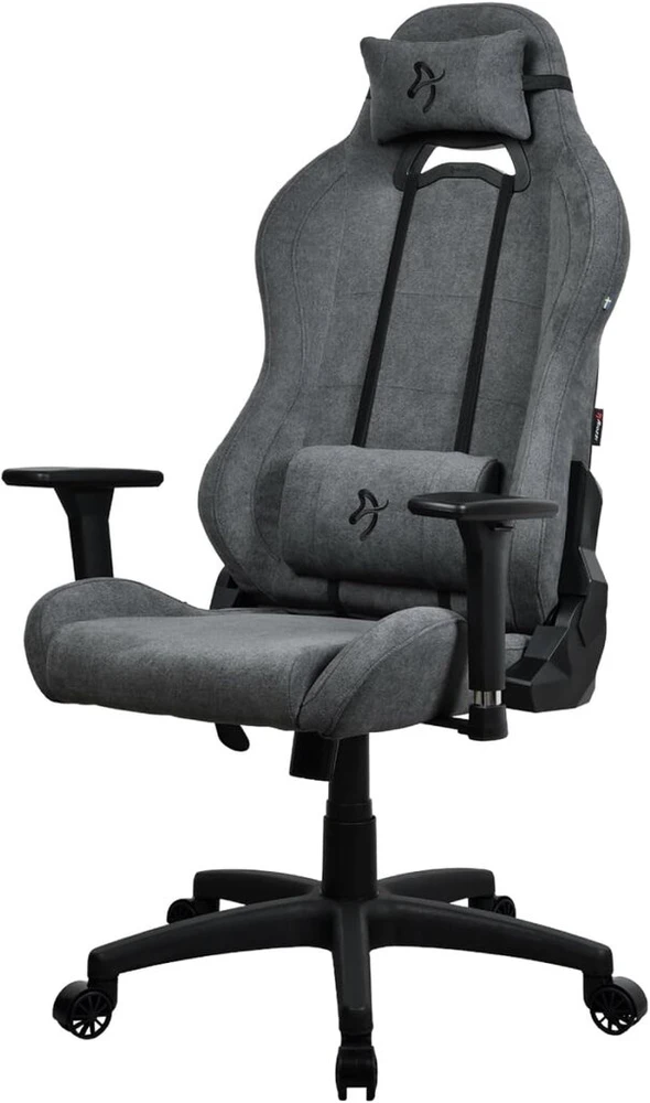 Arozzi Torretta Premium Softfabric™ ergonomiška žaidimų ir biuro kėdė su pažangiu sėdynės mechanizmu, 3d porankiais, aukštu atlošu, pasukama atlošimo funkcija, 2 atraminėmis pagalvėlėmis - (ash)