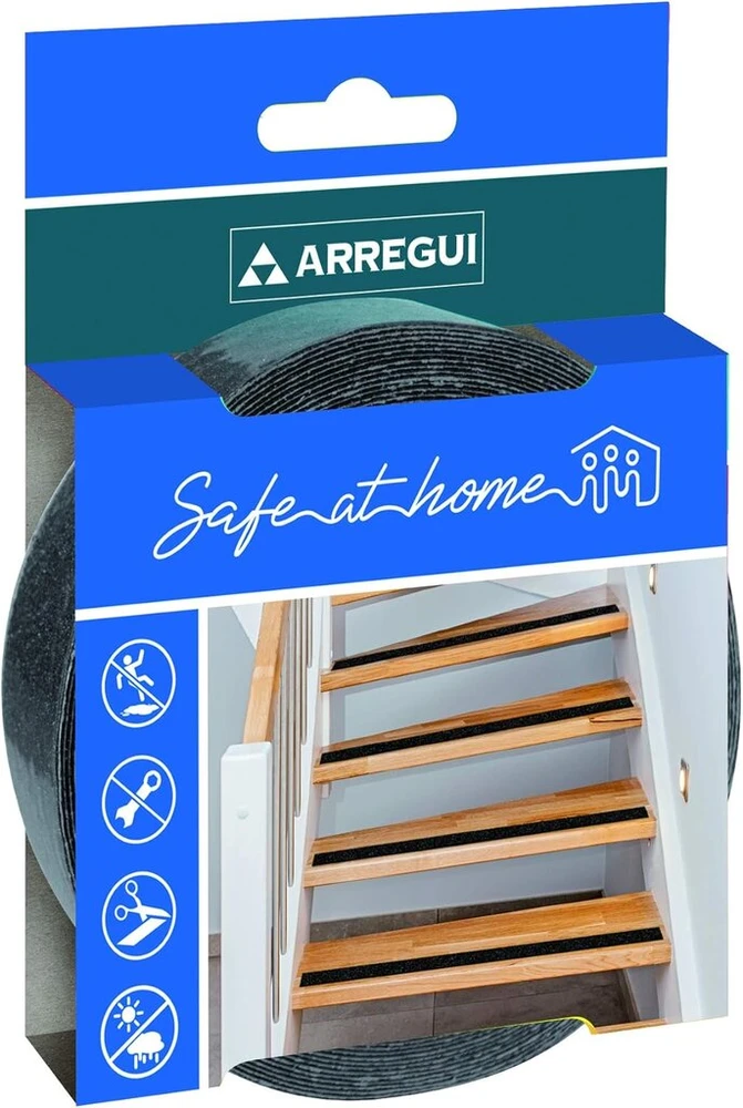 Arregui A-1050056 neslystanti lipni juosta, juoda, skirta naudoti viduje ir lauke, laiptams, lipni, 15 m x 25 mm, juoda