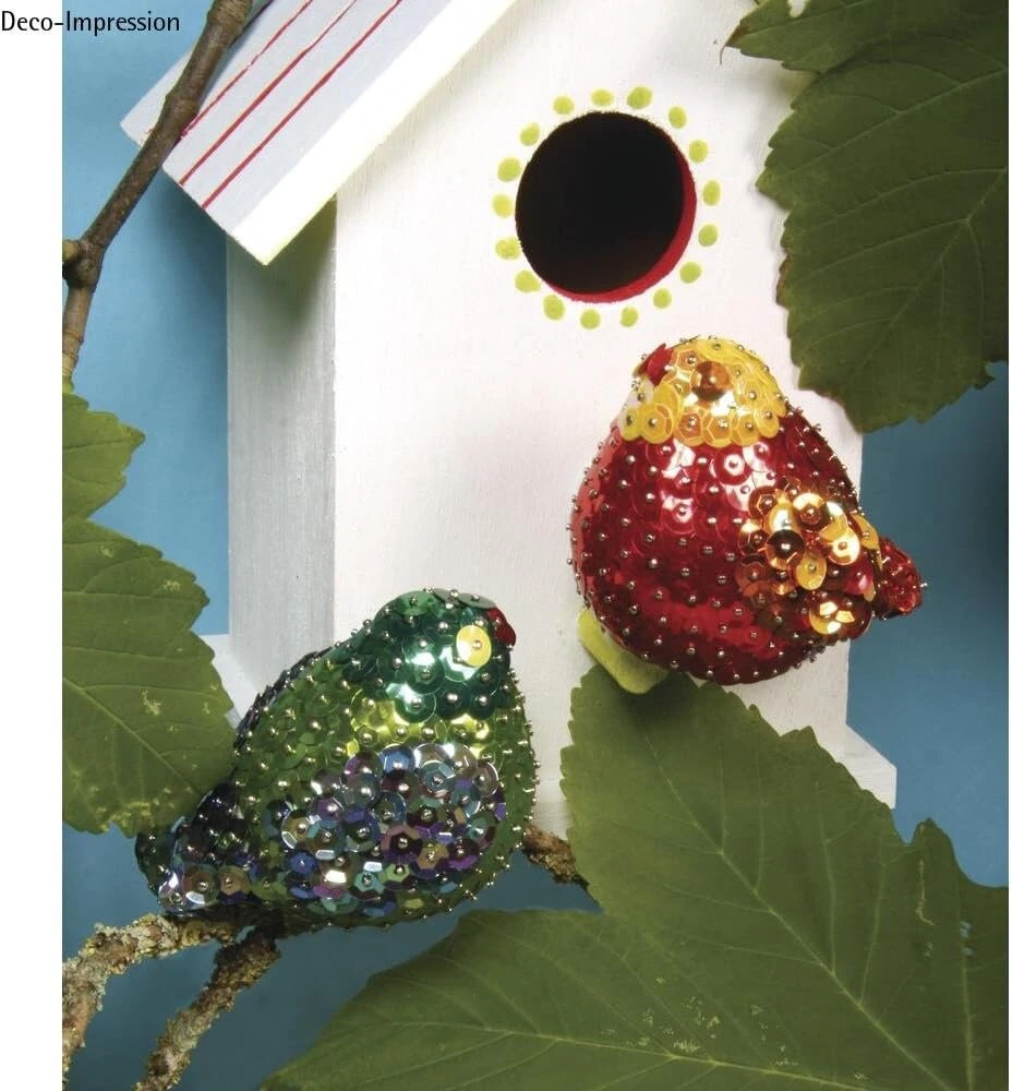 Art & Fun Rinkinys "puoštos Paukštelės" su blizgučiais, 2 vnt., 5 cm