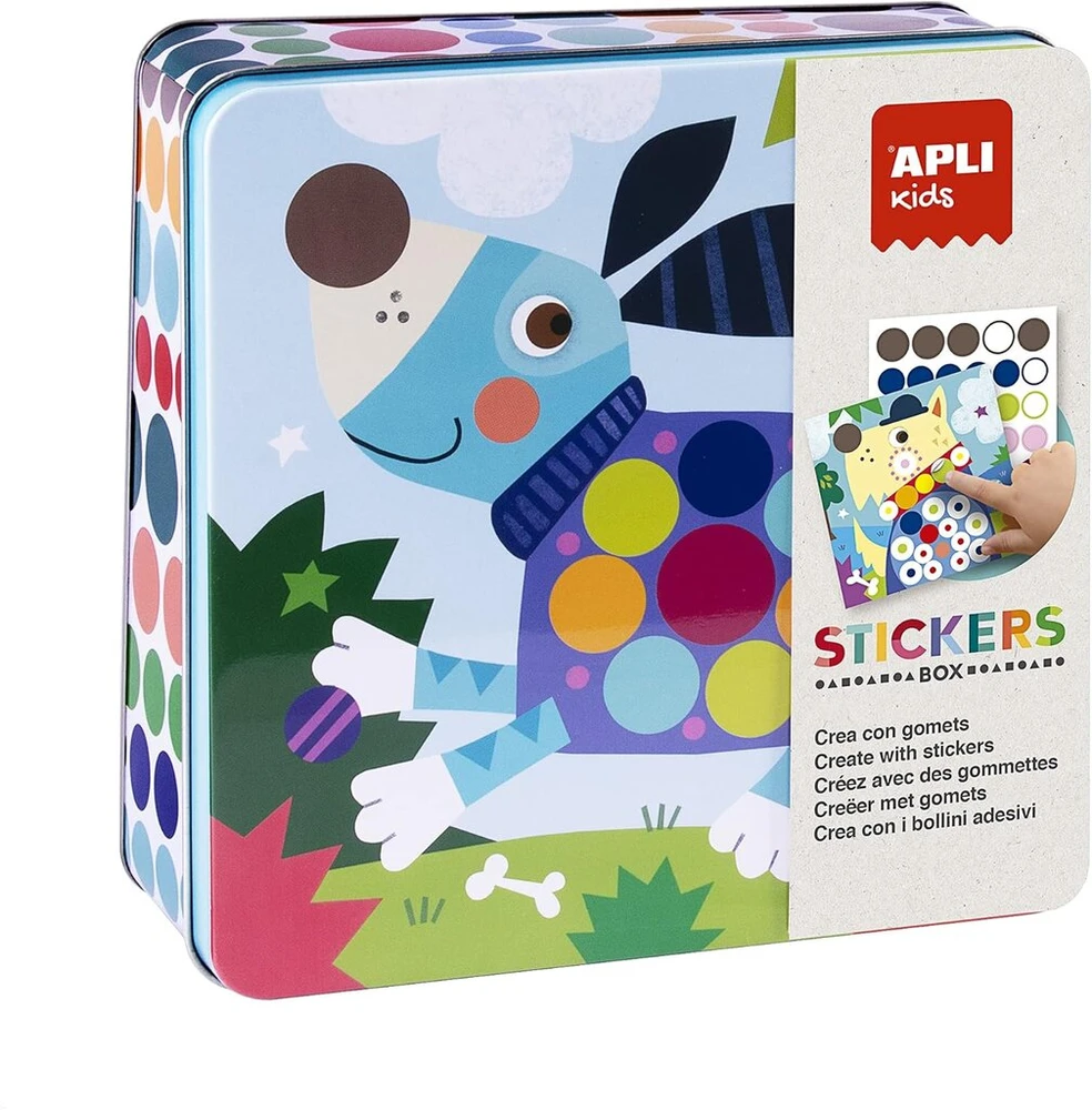 Art & Fun Rinkinys "šunys ir gyvūnai" su spalvotais gumytėmis metalinėje dėžutėje