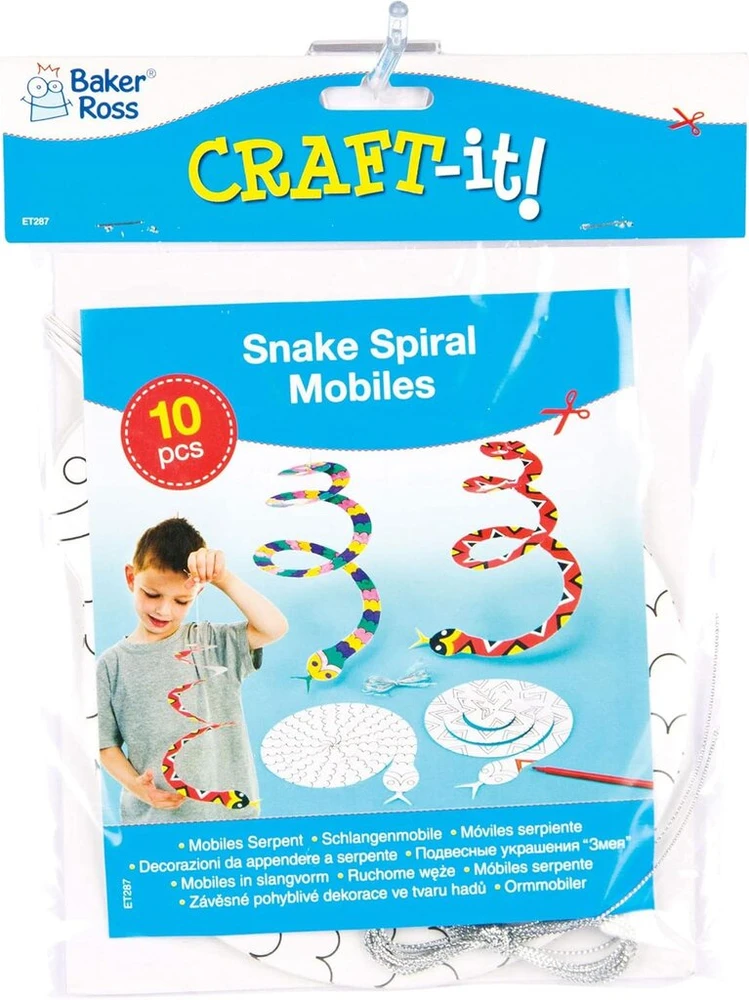 Art & Fun Spiralės gyvatės kortelės mobilūs pakabinimui, 10 vnt.
