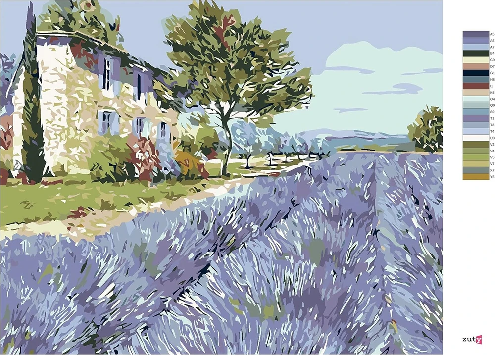 Artberry Paveikslas pagal skaičius – Levandų laukas I 40 x 50 cm su rėmu (jau įtemptas)