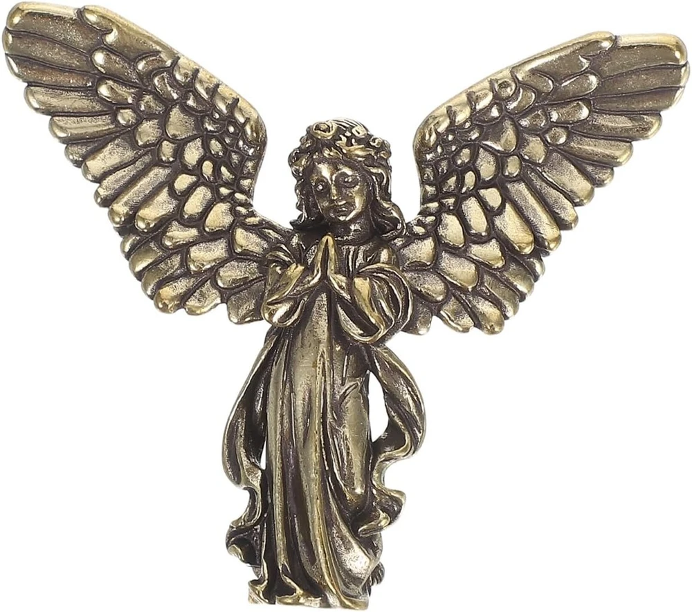 Aruva Ceramics Alipis angelo ornamentai, angelo torto viršūnė, kupidono angelo figūrėlės, miniatiūrinės fėjų figūrėlės, mažos angelo statulėlės, san arcangel statula, sargo angelo statula, šv. statula, fėjų sodo reikmenys, auksinis žalvaris
