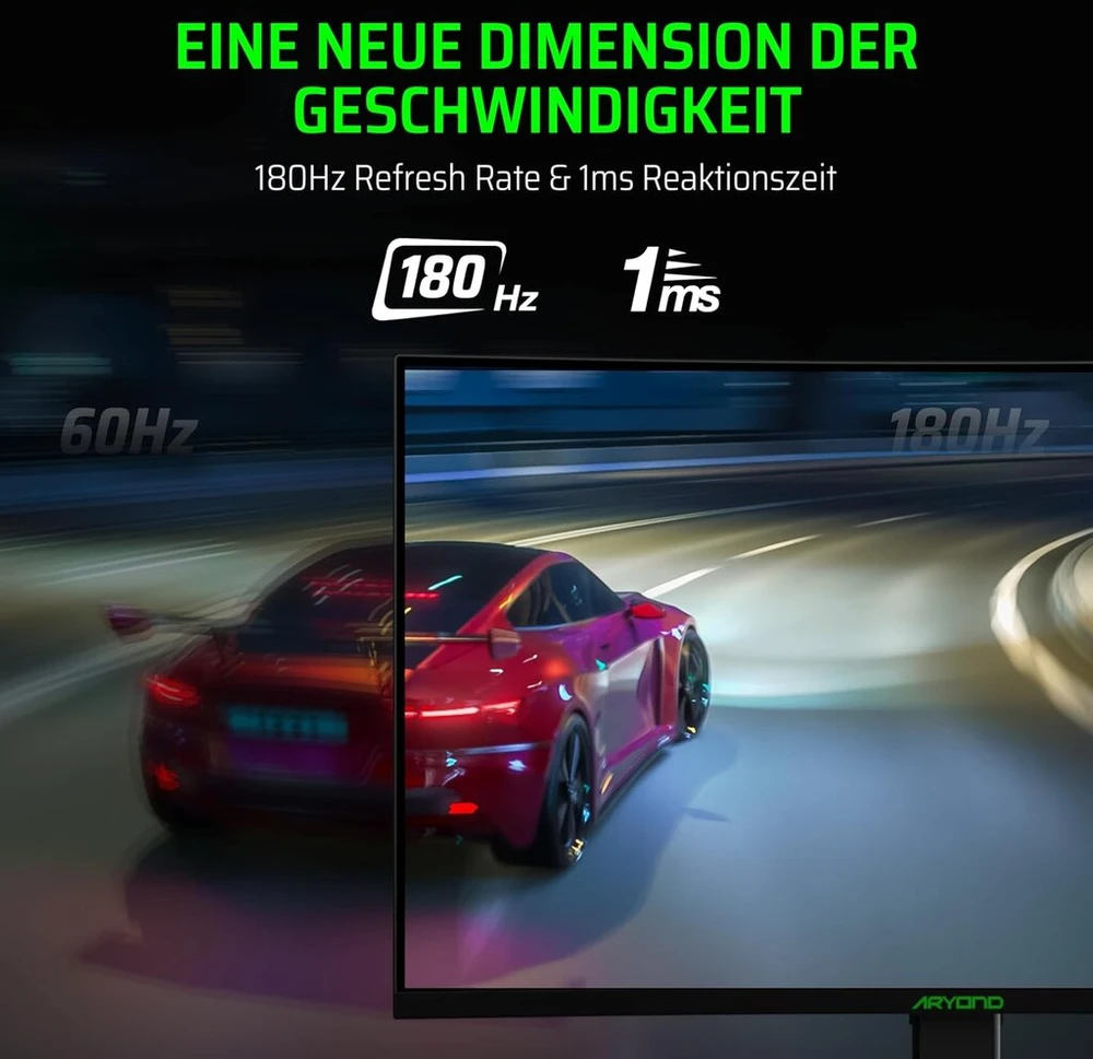 Aryond A27 V2 lenktas žaidimų monitorius, 27 colių 180hz lenktas Qhd (2560 x 1440) ekranas, 1ms reakcijos laikas, Hdr 10 Ratio Freesync ir G-sync 119.9% Srgb, Pc ekranas, Hdmi jungtis