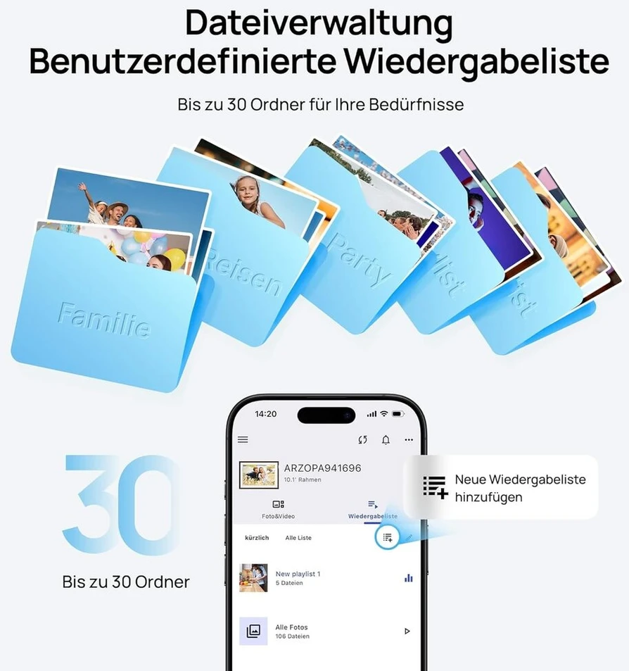 Arzopa D10 Wifi Skaitmeninis Nuotraukų Rėmelis 10.1" Hd Jutiklinis Ekranas