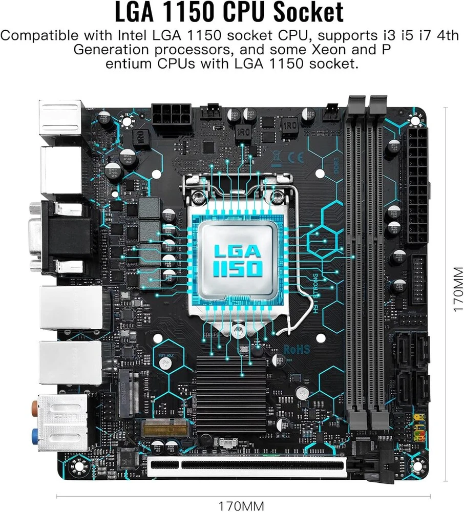Vaizdo plokštė ASRock Pagrindinė plokštė H97 Strong Lga 1150, Mini Itx, Ddr3, Nvme M.2