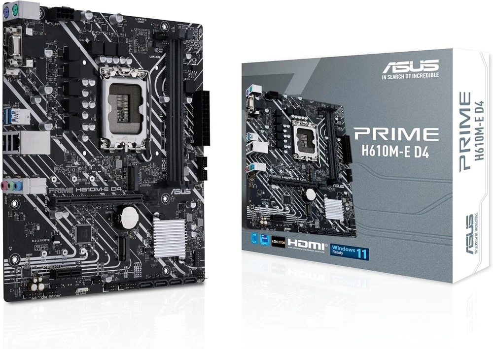 Vaizdo plokštė Asus Prime H610m-e D4-csm verslo pagrindinė plokštė, Socket Intel Lga 1700 (matx, Pcie 4.0, 1gb Ethernet, Asus Com Debug Header, nuotolinis It valdymas)