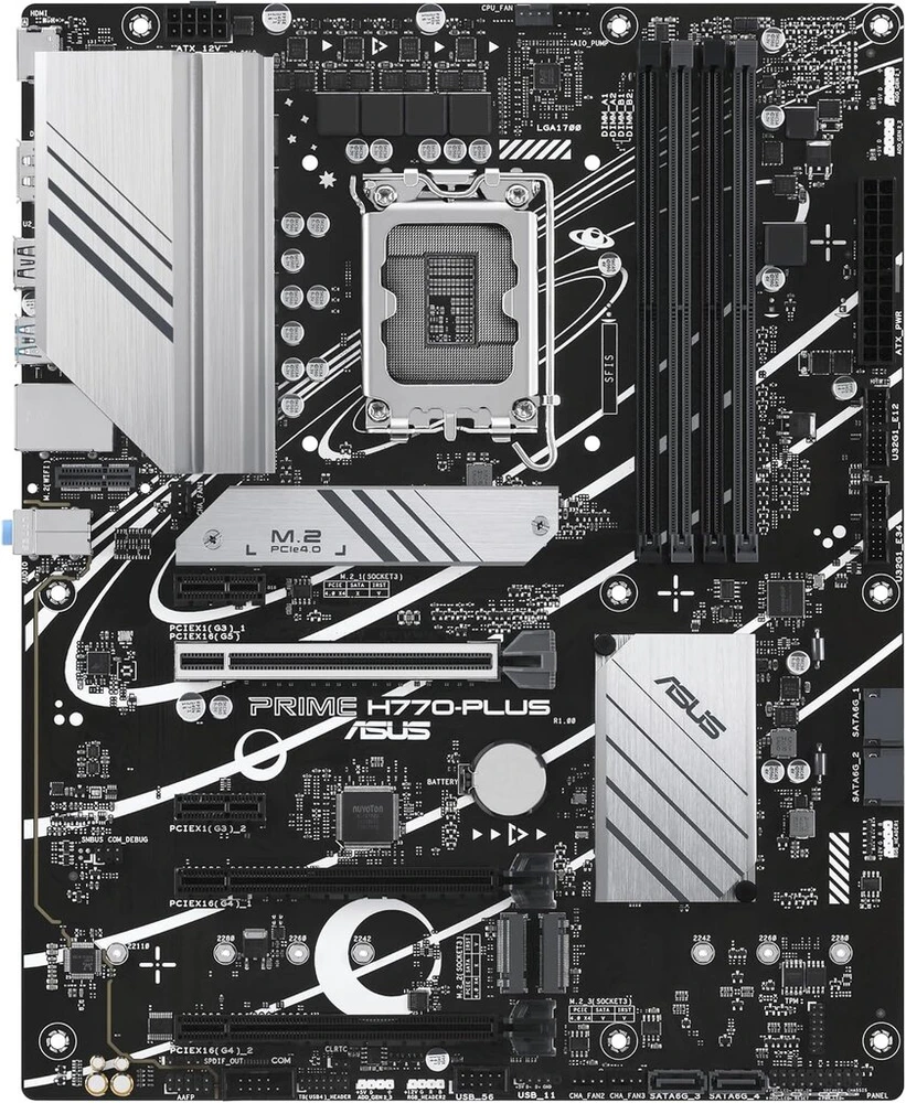 Vaizdo plokštė Asus Prime H770-plus žaidimų pagrindinė plokštė, Socket Intel Lga 1700 (intel H770, Atx, Ddr5 atmintis, 3x Pcie 4.0 M.2, Thunderbolt 4, Aura Sync)