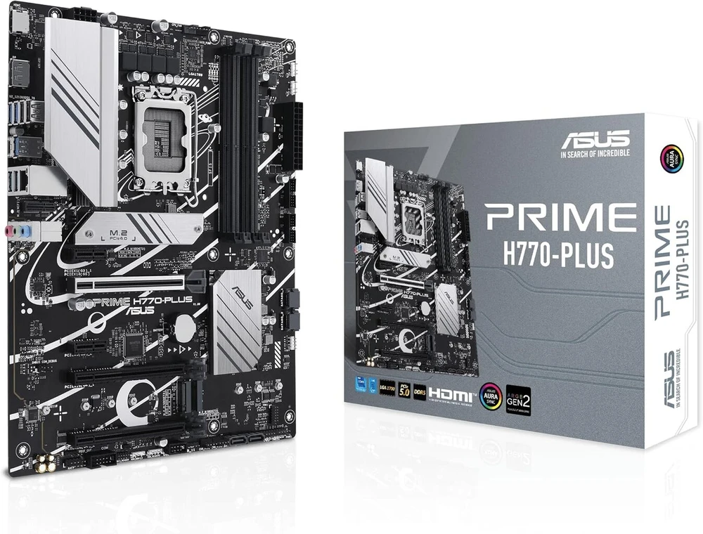 Vaizdo plokštė Asus Prime H770-plus žaidimų pagrindinė plokštė, Socket Intel Lga 1700 (intel H770, Atx, Ddr5 atmintis, 3x Pcie 4.0 M.2, Thunderbolt 4, Aura Sync)