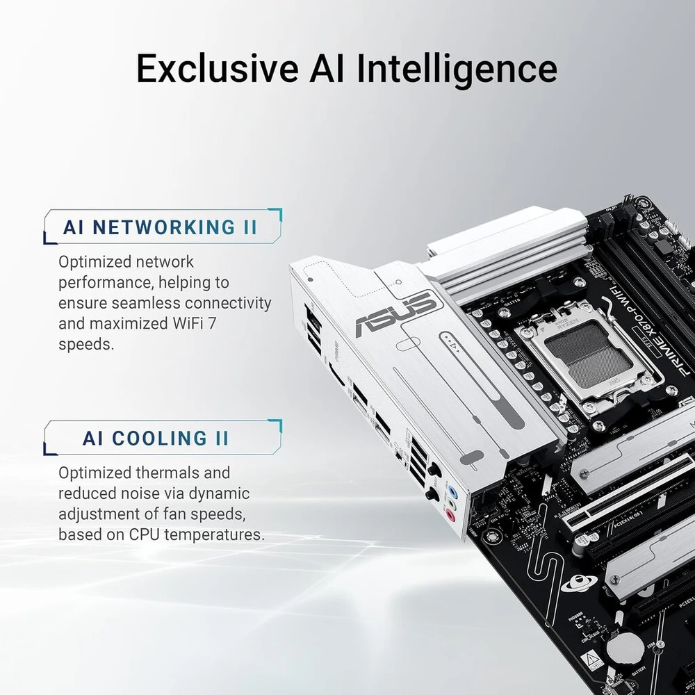 Pagrindinė plokštė Asus Prime X870-p Wifi motininė plokštė, Socket Am5 (amd, Atx, Pcie 5.0, Ddr5, 14+2+1 galios pakopos, 4x M.2, Wifi 7, 2.5 Gb Ethernet, Usb-c 40 Gbps)