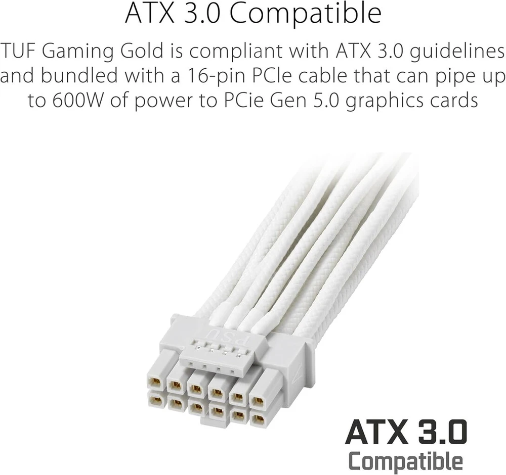 Asus Tuf Gaming 1000w Gold maitinimo blokas, Atx 3.1, Pcie 5.1, baltas