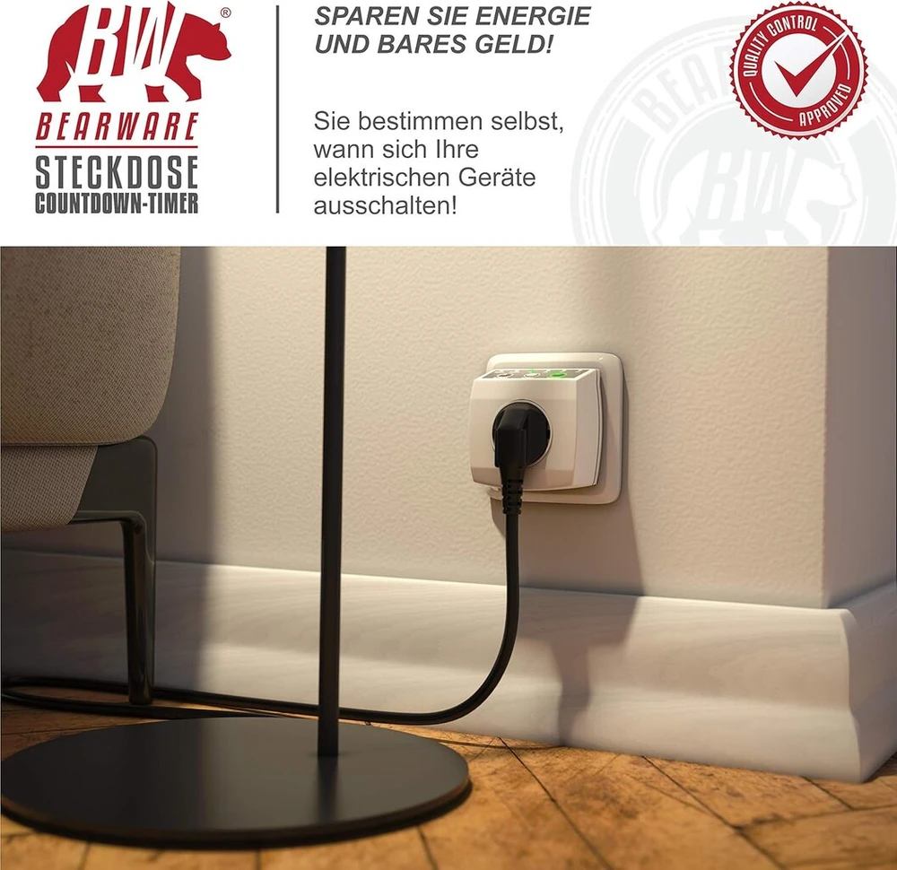 Atgalinės atskaitos laikmačio lizdas - laikmačio jungiklis - lizdo laikmatis - mechaninis laikmatis - energiją taupantis lizdas - ventiliatoriaus šildytuvui - 240 v - 3840 w - energiją taupantis - baltas