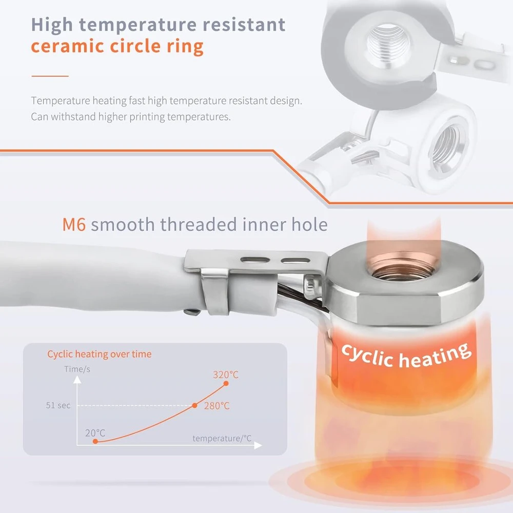 Atnaujintas keraminis šildytuvo elementas chc v6 hotend bi-metalinis heatbreak grūdinto plieno antgalis 0.4 suderinamas su voron 0.1 2.4 ddb dde ekstruderiu pakeičia dragon hot end 3d spausdintuvo dalis