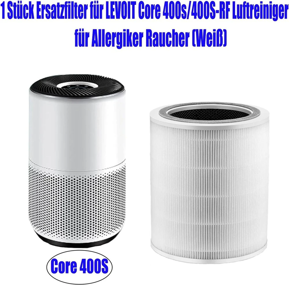 Atsarginis filtras levoit core 400s | core 400s-rf, suderinamas su levoit core 400s oro valytuvu, 3-in-1 hepa aktyvintos anglies filtras - 1 vnt., baltas