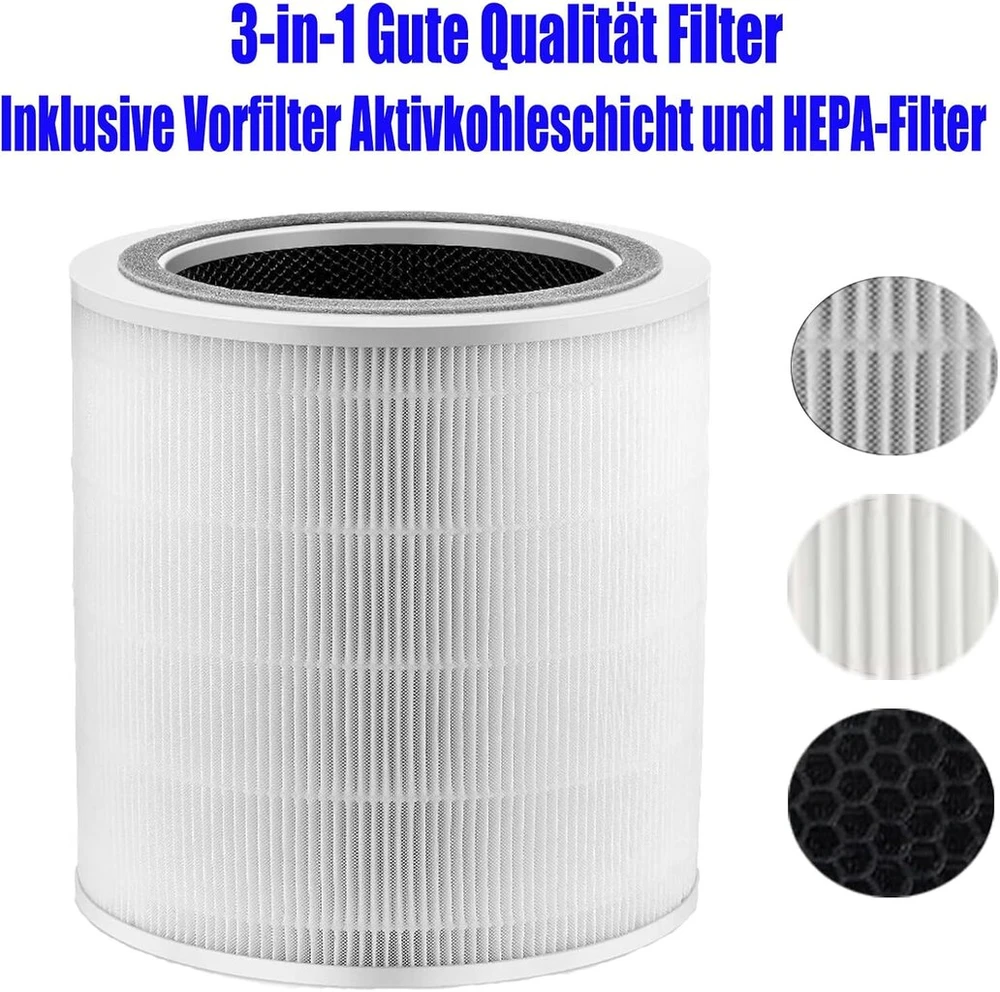 Atsarginis filtras levoit core 400s | core 400s-rf, suderinamas su levoit core 400s oro valytuvu, 3-in-1 hepa aktyvintos anglies filtras - 1 vnt., baltas