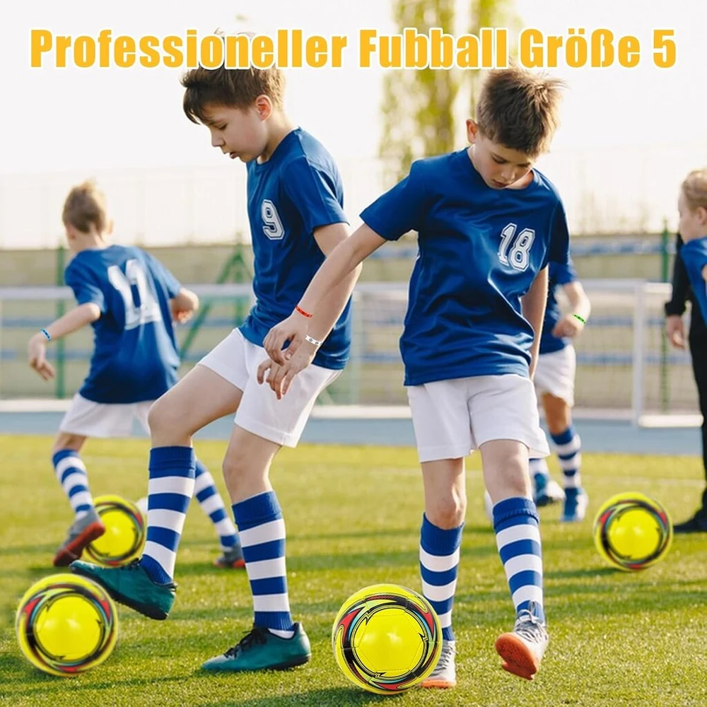 Atsparus vandeniui profesionalus odinis futbolo kamuolys, 5 dydis, apsauga nuo oro nutekėjimo, profesionalus varžybų futbolo kamuolys, kamuolio varžybos, oficialus treniruočių kamuolys vaikams, paaugliams, suaugusiems, vidaus, lauko, geltonas