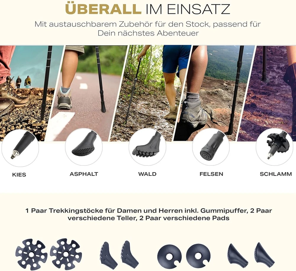 Attrac sulankstomi trekingo stulpai (auksiniai) I žygio stulpai, sulankstomi iki 40 cm I aliumininiai trekingo stulpai su greitu atsegimu I teleskopiniai reguliuojami ir itin lengvi, su programėle