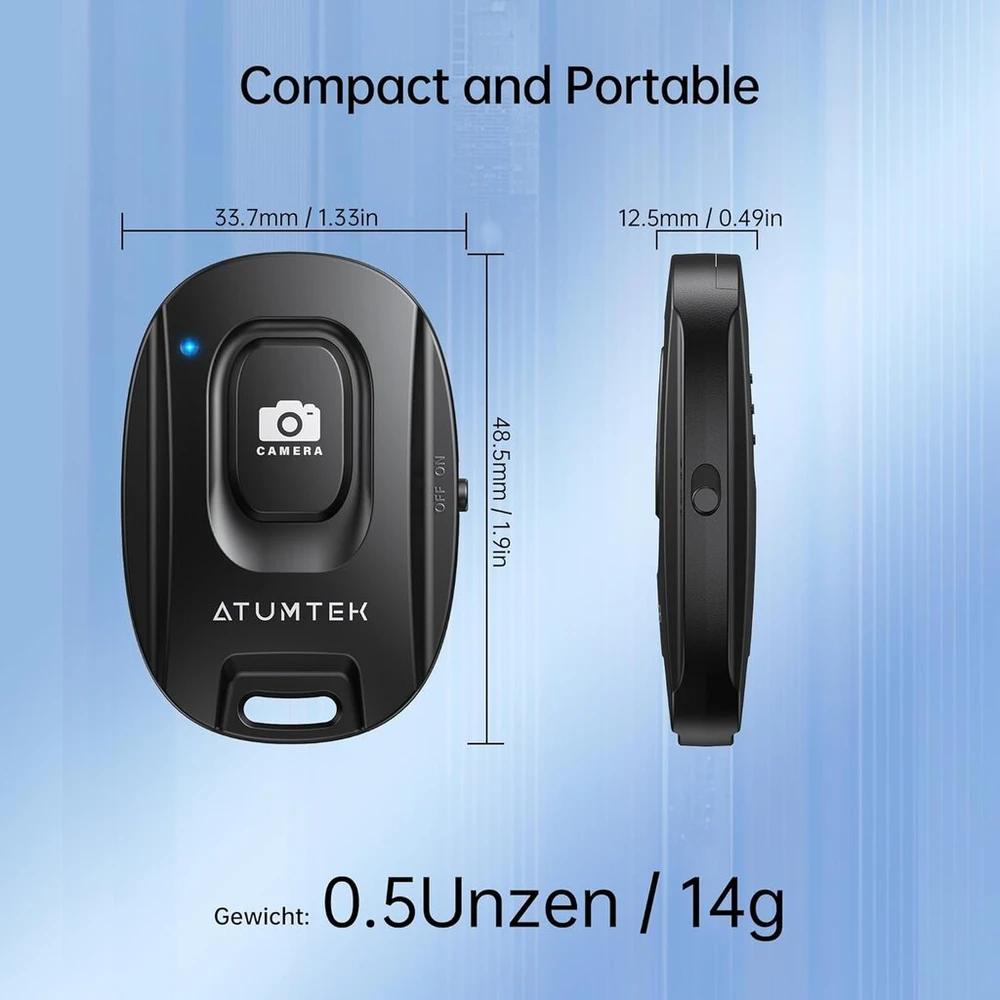 Atumtek kameros laikmatis, skirtas iphone ir android išmaniesiems telefonams (2 vnt.) belaidis nuotolinio valdymo pultas nuotraukoms ir vaizdo įrašams (bluetooth 5.2) su riešo dirželiu – juodas ir baltas