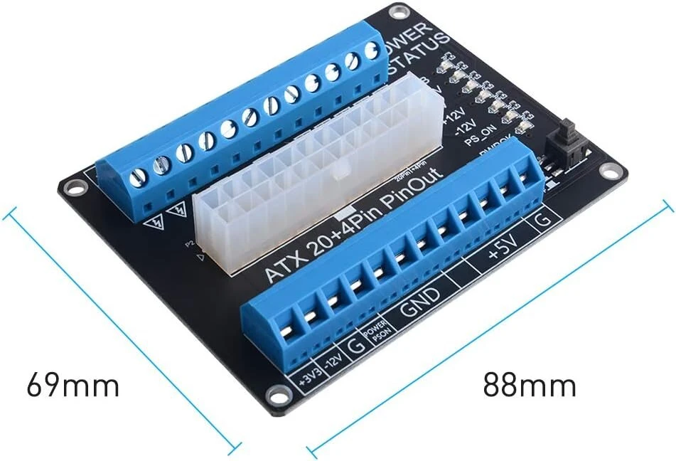 Atx 24/20-pin maitinimo plokštė su jungtimis kompiuteriui