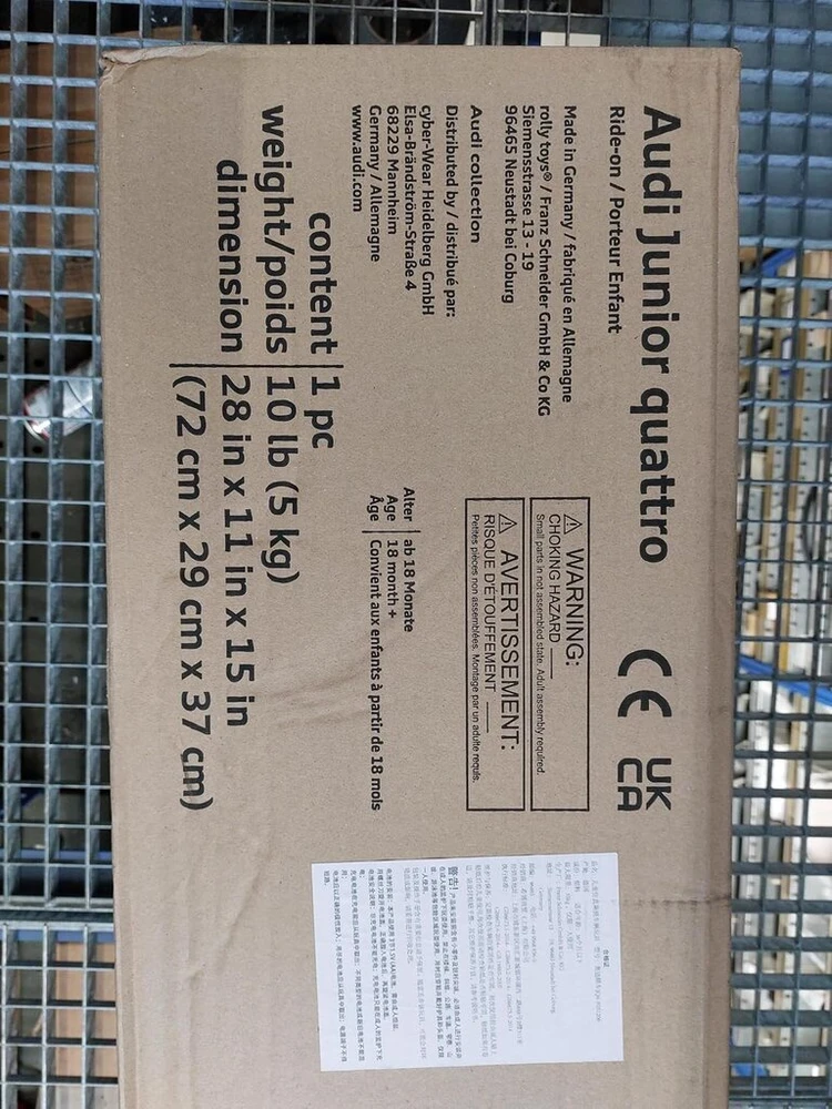 Audi collection 3202201000 Junior Quattro Rs Q e-tron illuminated Bobbycar vaikiška transporto priemonė, antracito/raudona, 71.5 x 29 x 37 cm